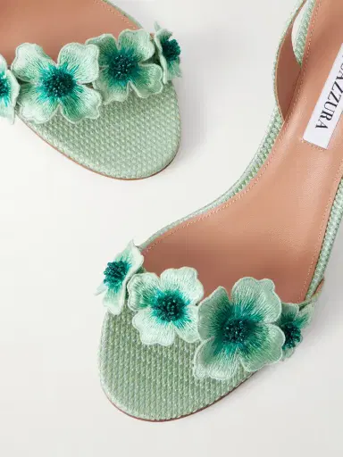 Aquazzura Passionflower 85 Embellished Raffia Slingback Sandals | Thumbnail 5 Aquazzura Passionflower 85 Embellished Raffia Slingback Sandals | Thumbnail 5