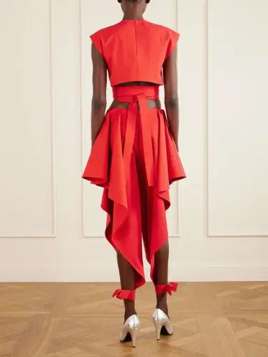 Alaïa Paneled Ruffled Cotton-gabardine Wide-leg Pants | Thumbnail 3 Alaïa Paneled Ruffled Cotton-gabardine Wide-leg Pants | Thumbnail 3