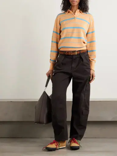 Guest In Residence Collegiate Striped Cashmere Polo Sweater | Thumbnail 2 Guest In Residence Collegiate Striped Cashmere Polo Sweater | Thumbnail 2