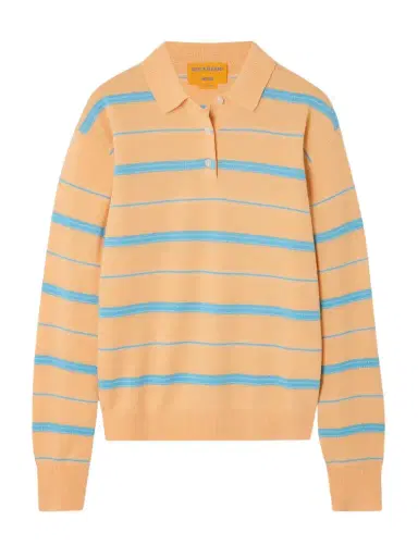 Guest In Residence Collegiate Striped Cashmere Polo Sweater | Thumbnail 1 Guest In Residence Collegiate Striped Cashmere Polo Sweater | Thumbnail 1