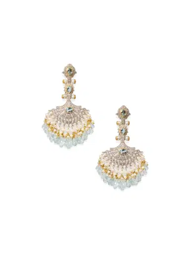 The Gem Palace 14k Gold and Silver Aquamarine, Diamond, and Pearl Earrings | Thumbnail 1 The Gem Palace 14k Gold and Silver Aquamarine, Diamond, and Pearl Earrings | Thumbnail 1
