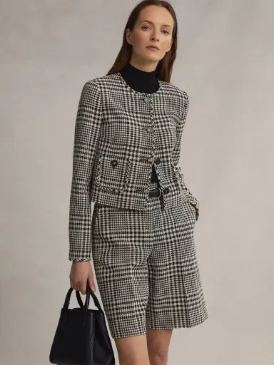 LAFAYETTE 148 Grid Plaid Corded Cotton Patch Pocket Cropped Jacket | Thumbnail 2 LAFAYETTE 148 Grid Plaid Corded Cotton Patch Pocket Cropped Jacket | Thumbnail 2
