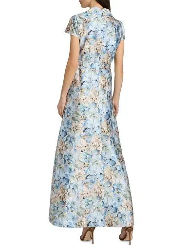 SACHIN & BABI Women's Etienne Floral Wrap Gown - Watercolor Gernaium - Size 14 | Thumbnail 5 SACHIN & BABI Women's Etienne Floral Wrap Gown - Watercolor Gernaium - Size 14 | Thumbnail 5