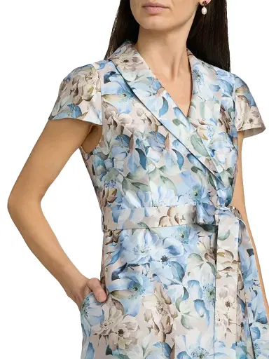 SACHIN & BABI Women's Etienne Floral Wrap Gown - Watercolor Gernaium - Size 14 | Thumbnail 6 SACHIN & BABI Women's Etienne Floral Wrap Gown - Watercolor Gernaium - Size 14 | Thumbnail 6