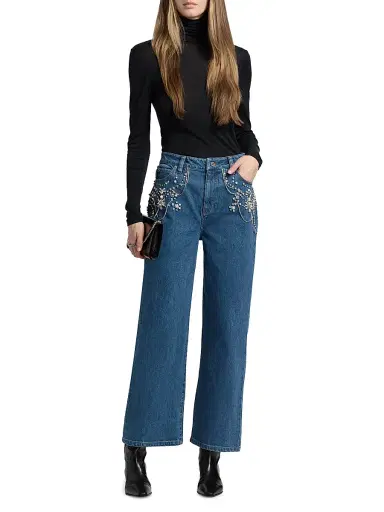 Simkhai Women's Jude Embellished Wide-Leg Jeans - Solana - Size 24 | Thumbnail 2 Simkhai Women's Jude Embellished Wide-Leg Jeans - Solana - Size 24 | Thumbnail 2