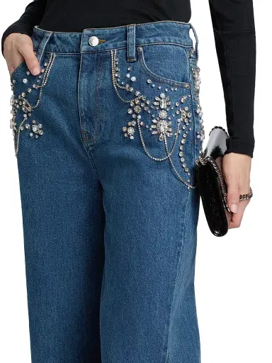 Simkhai Women's Jude Embellished Wide-Leg Jeans - Solana - Size 24 | Thumbnail 6 Simkhai Women's Jude Embellished Wide-Leg Jeans - Solana - Size 24 | Thumbnail 6
