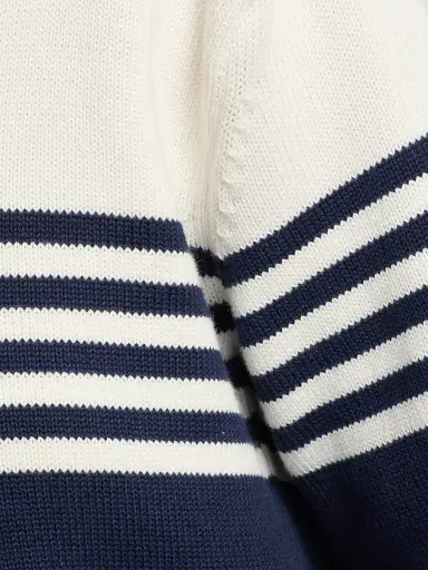 Simkhai Women's Jules Striped Cotton Polo Shirt - Midnight Stripe - Size Large | Thumbnail 7 Simkhai Women's Jules Striped Cotton Polo Shirt - Midnight Stripe - Size Large | Thumbnail 7