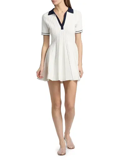 Simkhai Women's Page Rib-Knit Polo Minidress - Ivory Multi - Size Small | Thumbnail 2 Simkhai Women's Page Rib-Knit Polo Minidress - Ivory Multi - Size Small | Thumbnail 2