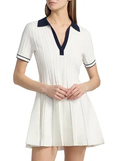 Simkhai Women's Page Rib-Knit Polo Minidress - Ivory Multi - Size Small | Thumbnail 3 Simkhai Women's Page Rib-Knit Polo Minidress - Ivory Multi - Size Small | Thumbnail 3
