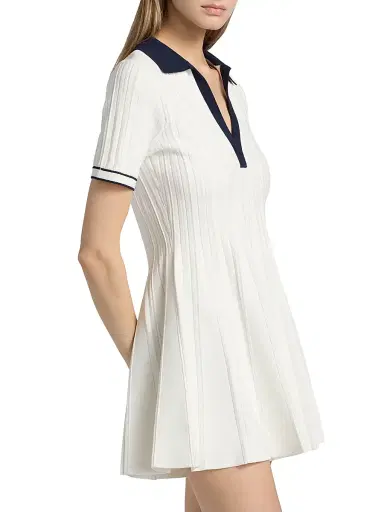 Simkhai Women's Page Rib-Knit Polo Minidress - Ivory Multi - Size Small | Thumbnail 4 Simkhai Women's Page Rib-Knit Polo Minidress - Ivory Multi - Size Small | Thumbnail 4