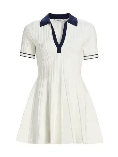 Simkhai Women's Page Rib-Knit Polo Minidress - Ivory Multi - Size Small | Thumbnail 1 Simkhai Women's Page Rib-Knit Polo Minidress - Ivory Multi - Size Small | Thumbnail 1