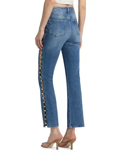 SIMKHAI Women's Amelia Beaded High-Rise Jeans - Salton | Thumbnail 5 SIMKHAI Women's Amelia Beaded High-Rise Jeans - Salton | Thumbnail 5