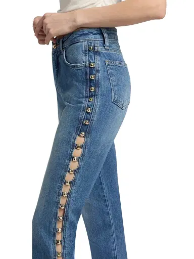 SIMKHAI Women's Amelia Beaded High-Rise Jeans - Salton | Thumbnail 6 SIMKHAI Women's Amelia Beaded High-Rise Jeans - Salton | Thumbnail 6