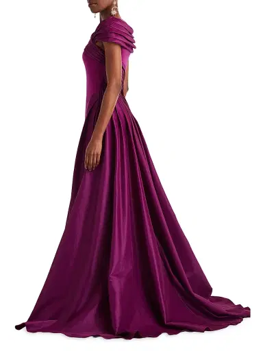 Tadashi Shoji Women's Pleated Fit-&-Flare Gown - Magenta - Size 6 | Thumbnail 3 Tadashi Shoji Women's Pleated Fit-&-Flare Gown - Magenta - Size 6 | Thumbnail 3