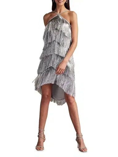 Tadashi Shoji Women's Metallic Fringed Minidress | Thumbnail 2 Tadashi Shoji Women's Metallic Fringed Minidress | Thumbnail 2