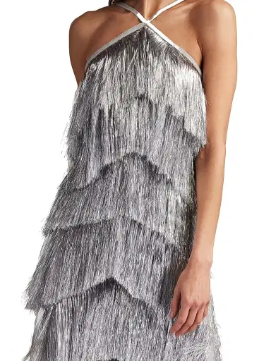 Tadashi Shoji Women's Metallic Fringed Minidress | Thumbnail 6 Tadashi Shoji Women's Metallic Fringed Minidress | Thumbnail 6