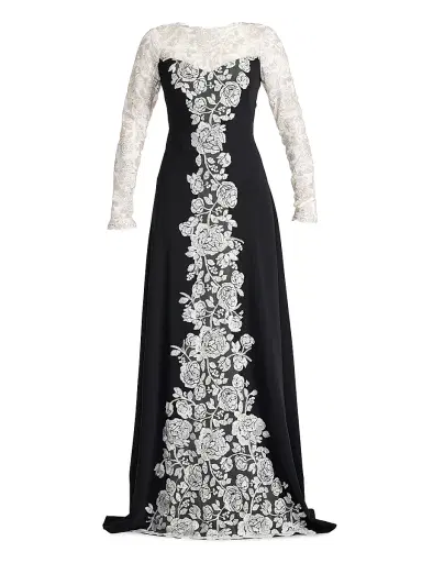 Tadashi Shoji Women's Kalico Embroidered Illusion Gown | Thumbnail 1 Tadashi Shoji Women's Kalico Embroidered Illusion Gown | Thumbnail 1