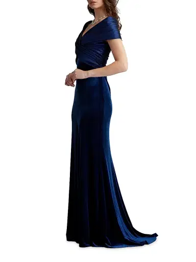 Tadashi Shoji Women's Velvet Off-The-Shoulder Gown - Navy - Size XXXL | Thumbnail 4 Tadashi Shoji Women's Velvet Off-The-Shoulder Gown - Navy - Size XXXL | Thumbnail 4