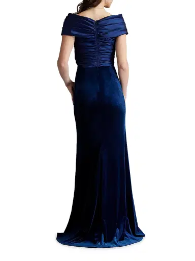 Tadashi Shoji Women's Velvet Off-The-Shoulder Gown - Navy - Size XXXL | Thumbnail 5 Tadashi Shoji Women's Velvet Off-The-Shoulder Gown - Navy - Size XXXL | Thumbnail 5