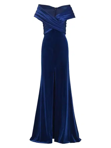 Tadashi Shoji Women's Velvet Off-The-Shoulder Gown - Navy - Size XXXL | Thumbnail 1 Tadashi Shoji Women's Velvet Off-The-Shoulder Gown - Navy - Size XXXL | Thumbnail 1