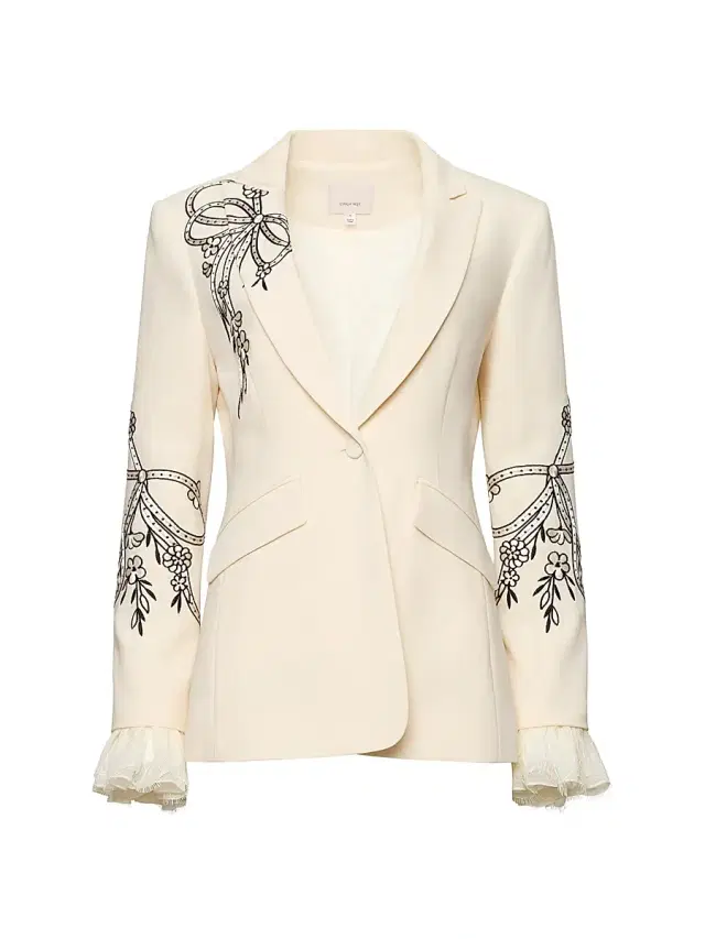 Women's Cheyenne Cascading Ribbon Blazer - Gardenia Black Women's Cheyenne Cascading Ribbon Blazer - Gardenia Black