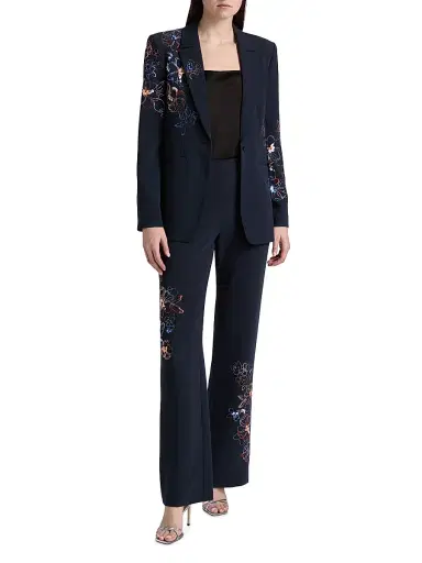 Cinq à Sept Women's Kingsley Blooming Linework Pants - Navy Multi - Size 2 | Thumbnail 2 Cinq à Sept Women's Kingsley Blooming Linework Pants - Navy Multi - Size 2 | Thumbnail 2