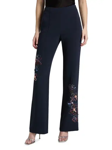 Cinq à Sept Women's Kingsley Blooming Linework Pants - Navy Multi - Size 2 | Thumbnail 3 Cinq à Sept Women's Kingsley Blooming Linework Pants - Navy Multi - Size 2 | Thumbnail 3