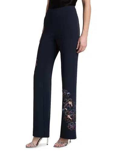 Cinq à Sept Women's Kingsley Blooming Linework Pants - Navy Multi - Size 2 | Thumbnail 4 Cinq à Sept Women's Kingsley Blooming Linework Pants - Navy Multi - Size 2 | Thumbnail 4