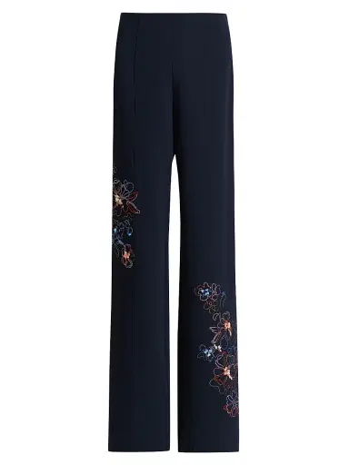 Cinq à Sept Women's Kingsley Blooming Linework Pants - Navy Multi - Size 2 | Thumbnail 1 Cinq à Sept Women's Kingsley Blooming Linework Pants - Navy Multi - Size 2 | Thumbnail 1