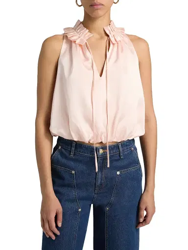 Cinq à Sept Women's Lucianna Ruffled Collar Bubble Top - Rosy Cloud - Size XL | Thumbnail 3 Cinq à Sept Women's Lucianna Ruffled Collar Bubble Top - Rosy Cloud - Size XL | Thumbnail 3