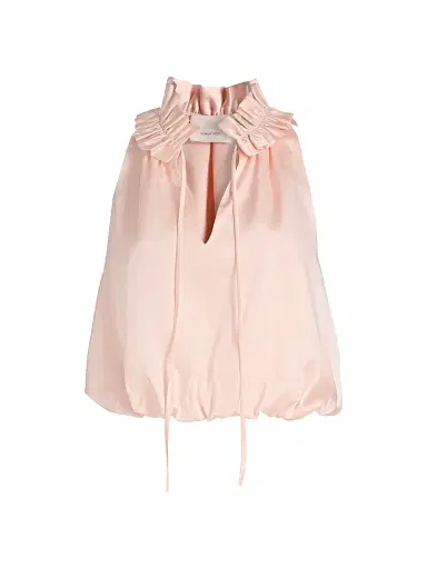 Cinq à Sept Women's Lucianna Ruffled Collar Bubble Top - Rosy Cloud - Size XL | Thumbnail 1 Cinq à Sept Women's Lucianna Ruffled Collar Bubble Top - Rosy Cloud - Size XL | Thumbnail 1