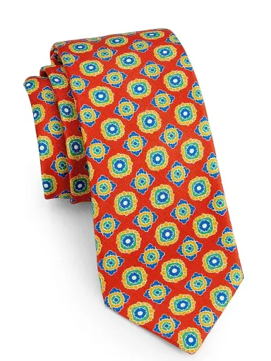 Kiton Men's Medallion-Print Silk Tie | Thumbnail 1 Kiton Men's Medallion-Print Silk Tie | Thumbnail 1