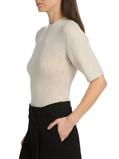 Proenza Schouler White Label Women's Dana Short-Sleeve Sweater - Off White - Size XL | Thumbnail 4 Proenza Schouler White Label Women's Dana Short-Sleeve Sweater - Off White - Size XL | Thumbnail 4