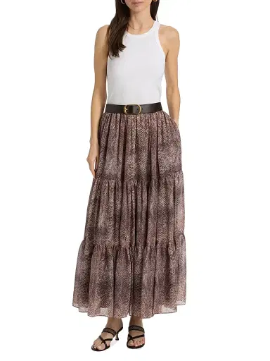 Kobi Halperin Women's Nicole Snakeskin Print Chiffon Maxi Skirt - Natural Multi - Size XL | Thumbnail 2 Kobi Halperin Women's Nicole Snakeskin Print Chiffon Maxi Skirt - Natural Multi - Size XL | Thumbnail 2