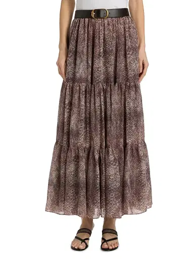 Kobi Halperin Women's Nicole Snakeskin Print Chiffon Maxi Skirt - Natural Multi - Size XL | Thumbnail 3 Kobi Halperin Women's Nicole Snakeskin Print Chiffon Maxi Skirt - Natural Multi - Size XL | Thumbnail 3