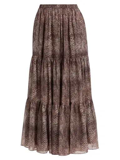 Kobi Halperin Women's Nicole Snakeskin Print Chiffon Maxi Skirt - Natural Multi - Size XL | Thumbnail 1 Kobi Halperin Women's Nicole Snakeskin Print Chiffon Maxi Skirt - Natural Multi - Size XL | Thumbnail 1