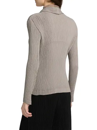 Issey Miyake Women's Hatching Pleated Blazer - Greige | Thumbnail 5 Issey Miyake Women's Hatching Pleated Blazer - Greige | Thumbnail 5