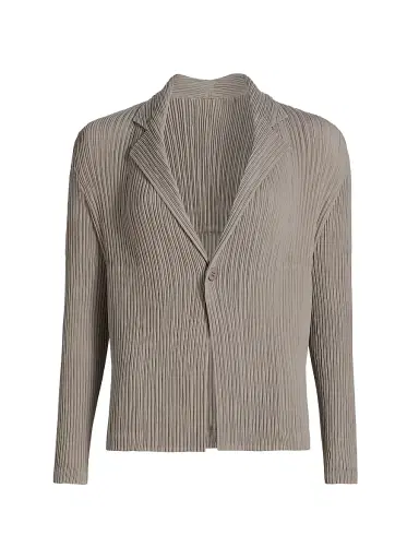 Issey Miyake Women's Hatching Pleated Blazer - Greige | Thumbnail 1 Issey Miyake Women's Hatching Pleated Blazer - Greige | Thumbnail 1