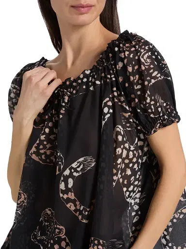 Desmond & Dempsey Women's Jaguar-Print Cotton Pajamas | Thumbnail 6 Desmond & Dempsey Women's Jaguar-Print Cotton Pajamas | Thumbnail 6
