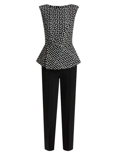 Chiara Boni La Petite Robe Women's Suzue Polka Dot Straight-Leg Jumpsuit - Bette Small Black - Size 8 | Thumbnail 1 Chiara Boni La Petite Robe Women's Suzue Polka Dot Straight-Leg Jumpsuit - Bette Small Black - Size 8 | Thumbnail 1