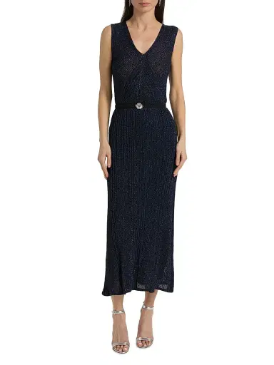 Chiara Boni La Petite Robe Women's Risse Metallic Knit Star Midi-Dress | Thumbnail 3 Chiara Boni La Petite Robe Women's Risse Metallic Knit Star Midi-Dress | Thumbnail 3