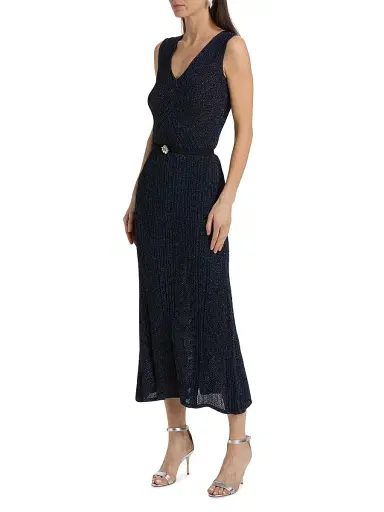 Chiara Boni La Petite Robe Women's Risse Metallic Knit Star Midi-Dress | Thumbnail 4 Chiara Boni La Petite Robe Women's Risse Metallic Knit Star Midi-Dress | Thumbnail 4