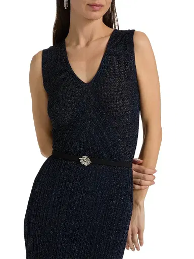 Chiara Boni La Petite Robe Women's Risse Metallic Knit Star Midi-Dress | Thumbnail 6 Chiara Boni La Petite Robe Women's Risse Metallic Knit Star Midi-Dress | Thumbnail 6