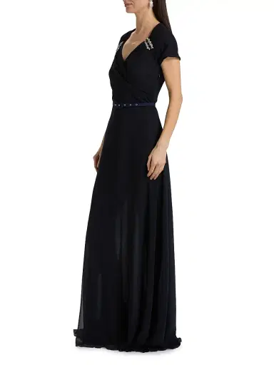 Chiara Boni La Petite Robe Women's Slavka Belted Georgette Gown | Thumbnail 4 Chiara Boni La Petite Robe Women's Slavka Belted Georgette Gown | Thumbnail 4