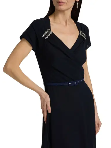 Chiara Boni La Petite Robe Women's Slavka Belted Georgette Gown | Thumbnail 6 Chiara Boni La Petite Robe Women's Slavka Belted Georgette Gown | Thumbnail 6
