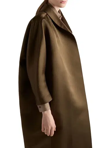 Prada Women's Single-Breasted Double Satin Coat - Green | Thumbnail 4 Prada Women's Single-Breasted Double Satin Coat - Green | Thumbnail 4