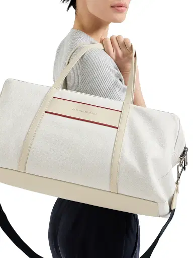 Brunello Cucinelli Women's Cotton and Linen Canvas Bag with Logo - Beige | Thumbnail 2 Brunello Cucinelli Women's Cotton and Linen Canvas Bag with Logo - Beige | Thumbnail 2