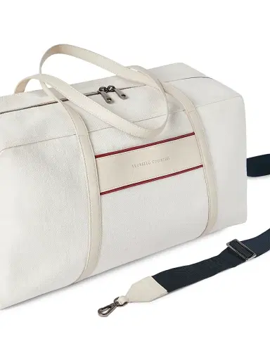 Brunello Cucinelli Women's Cotton and Linen Canvas Bag with Logo - Beige | Thumbnail 4 Brunello Cucinelli Women's Cotton and Linen Canvas Bag with Logo - Beige | Thumbnail 4