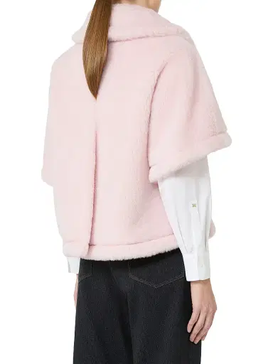 Max Mara Women's Boxy Fit Alpaca and Wool Teddy Fabric Cape - Beige Pink - Size Medium | Thumbnail 4 Max Mara Women's Boxy Fit Alpaca and Wool Teddy Fabric Cape - Beige Pink - Size Medium | Thumbnail 4