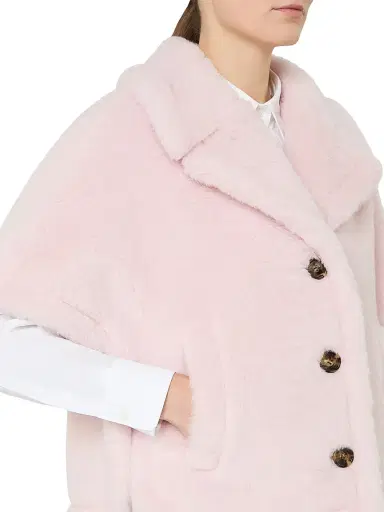 Max Mara Women's Boxy Fit Alpaca and Wool Teddy Fabric Cape - Beige Pink - Size Medium | Thumbnail 5 Max Mara Women's Boxy Fit Alpaca and Wool Teddy Fabric Cape - Beige Pink - Size Medium | Thumbnail 5